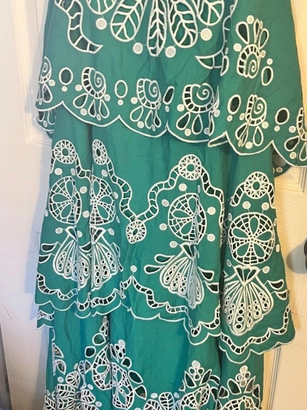 Embroidered Maxi Dress in Green & White NWT - Picture 6 of 14